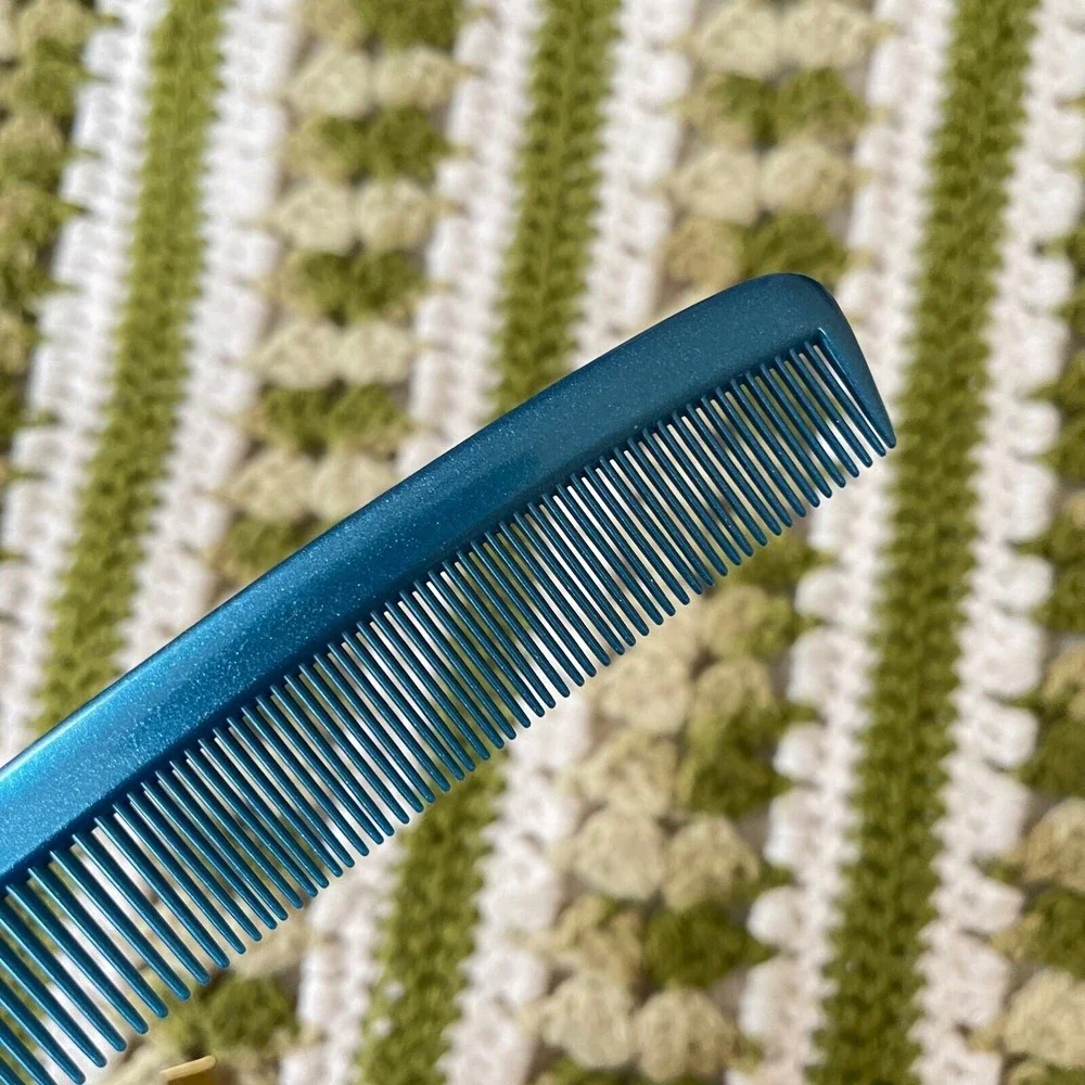 Vintage Unbreakable Plastic Blue sparkle Comb‎ Retro USA Purse barber